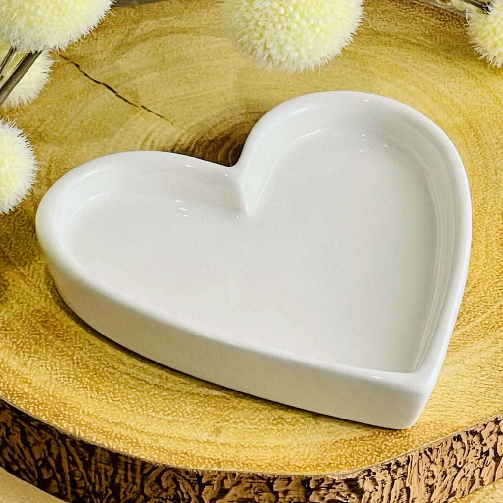 Heart Shaped Trinket Dish - White - Starburst Interiors Limited