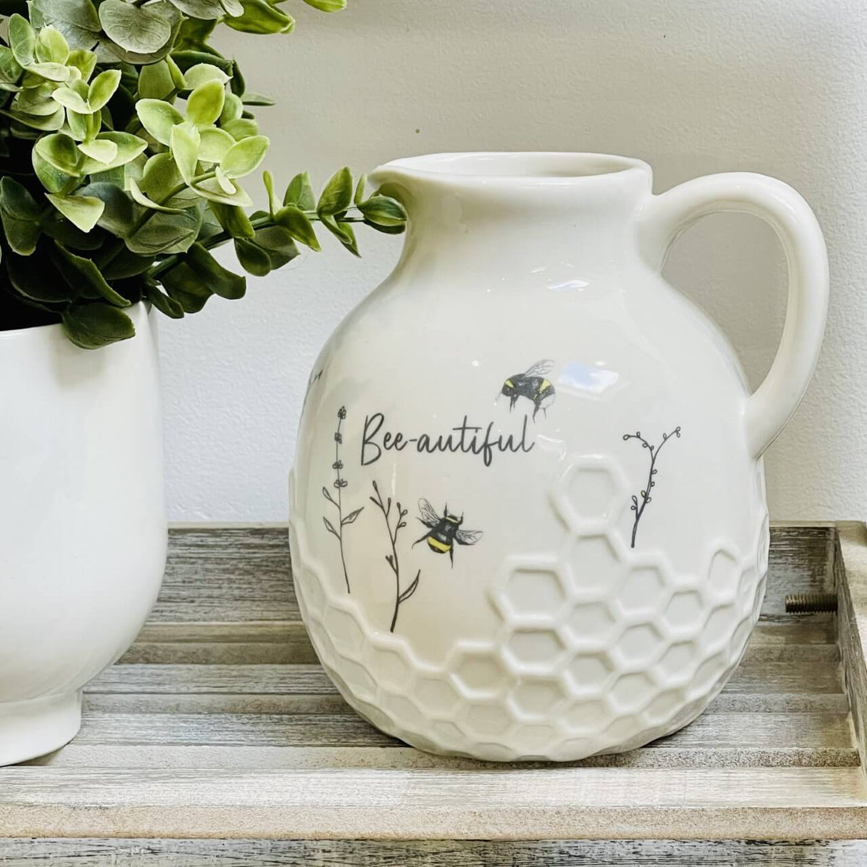 Honeycomb Embossed Bee Jug - Starburst Interiors Limited