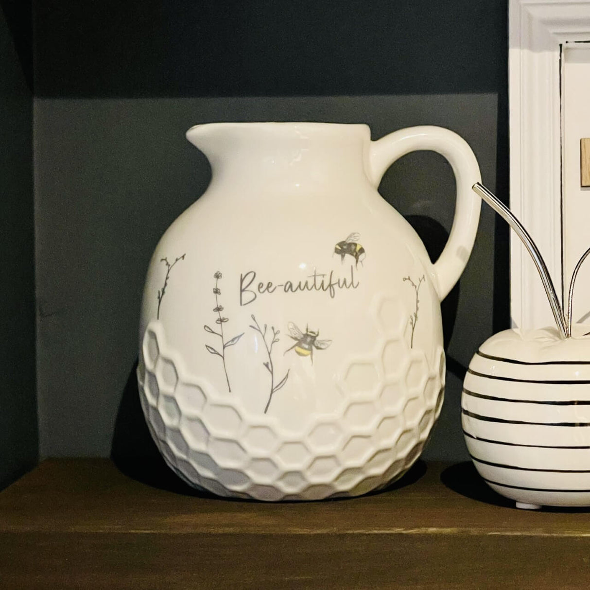 Honeycomb Embossed Bee Jug - Starburst Interiors Limited