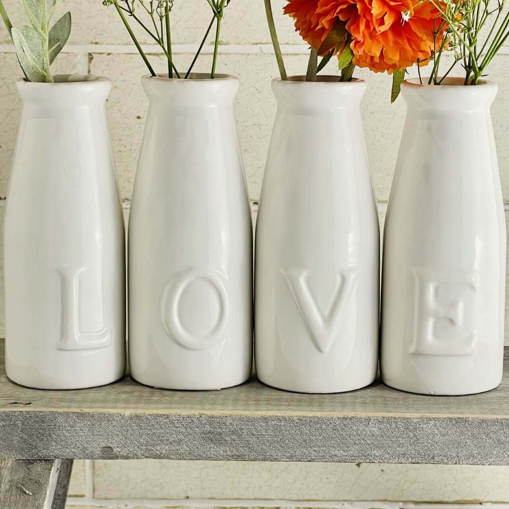 White LOVE Bud Vases/Bottles - Starburst Interiors Limited
