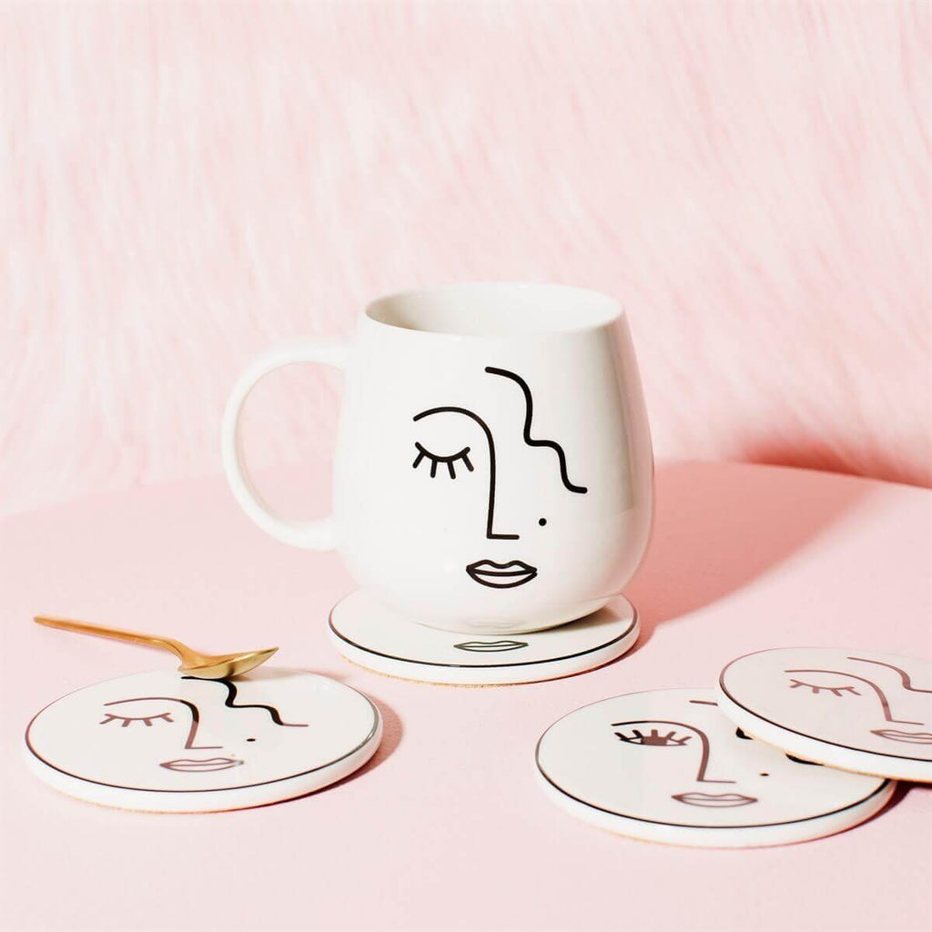 White Mug - Abstract Face - Starburst Interiors Limited