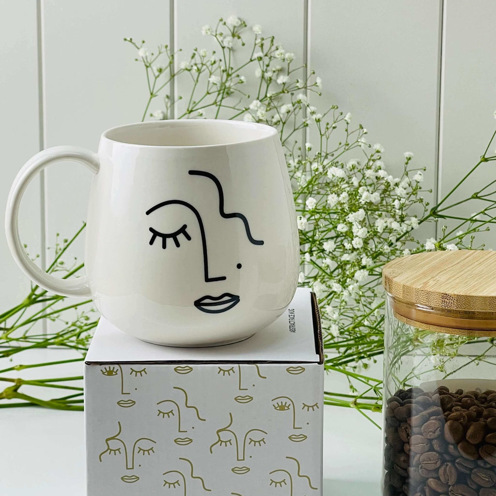 White Mug - Abstract Face - Starburst Interiors Limited